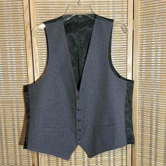 Vintage Men's Two Tone Gray Pinstripe Career Suit Vest No Tags - Picture 1 of 15